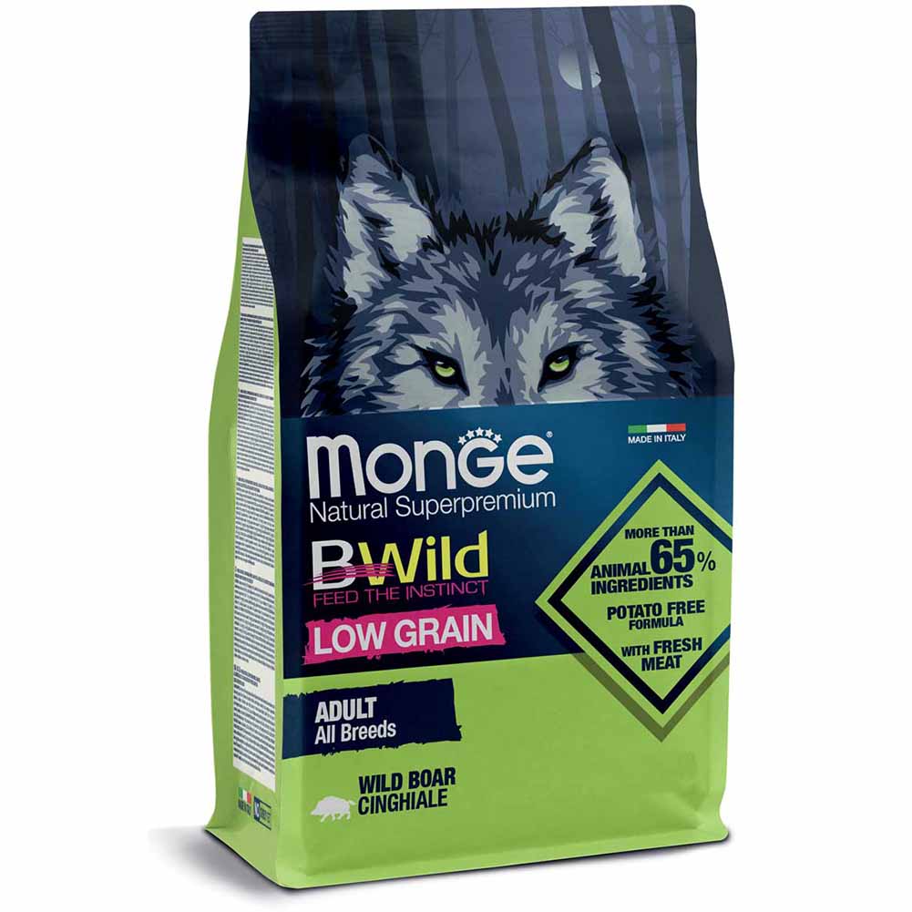 Alimento cane Monge BWild Adult All Breeds Low Grain Cinghiale 12 kg