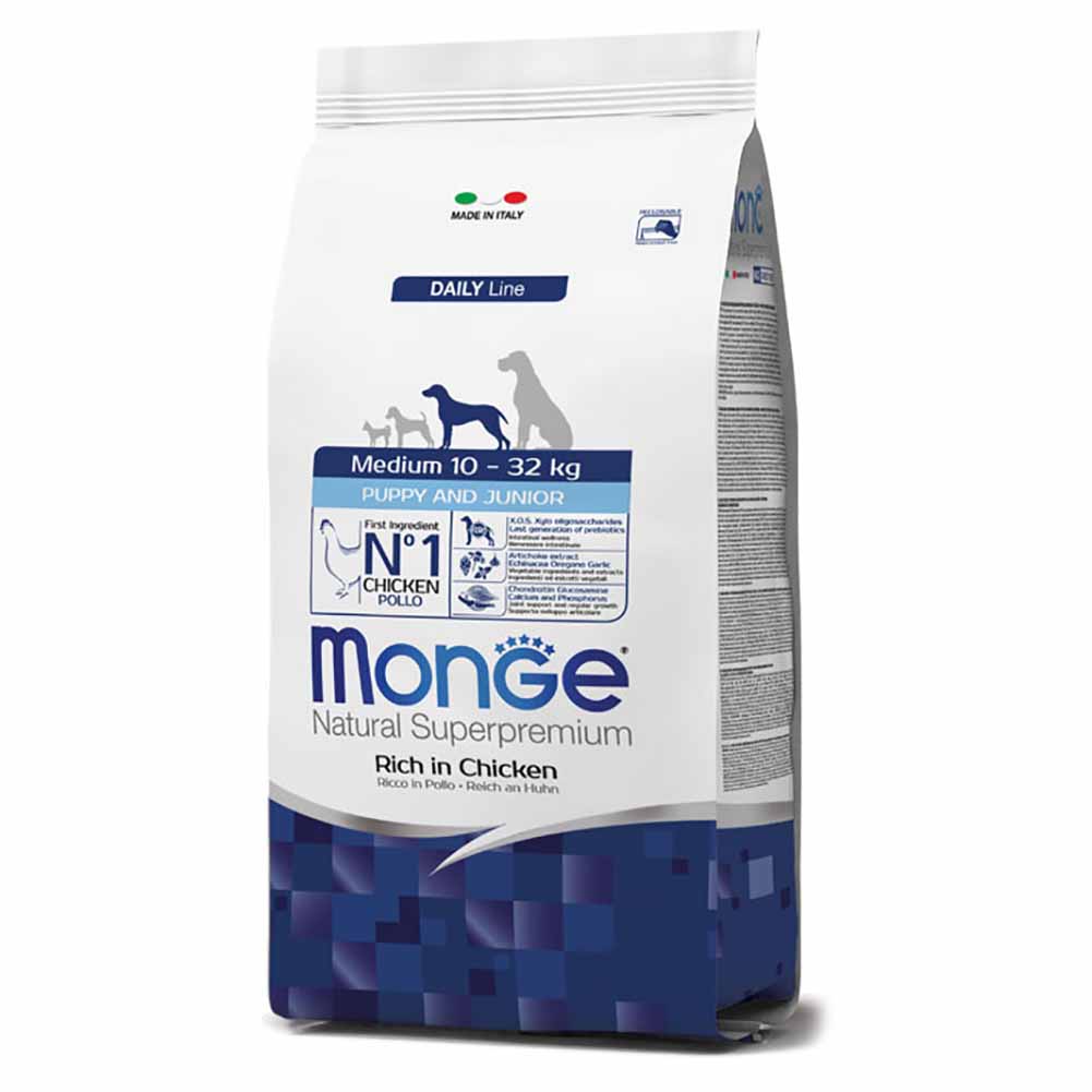 Alimento cane Monge Medium Puppy e Junior Pollo 12kg
