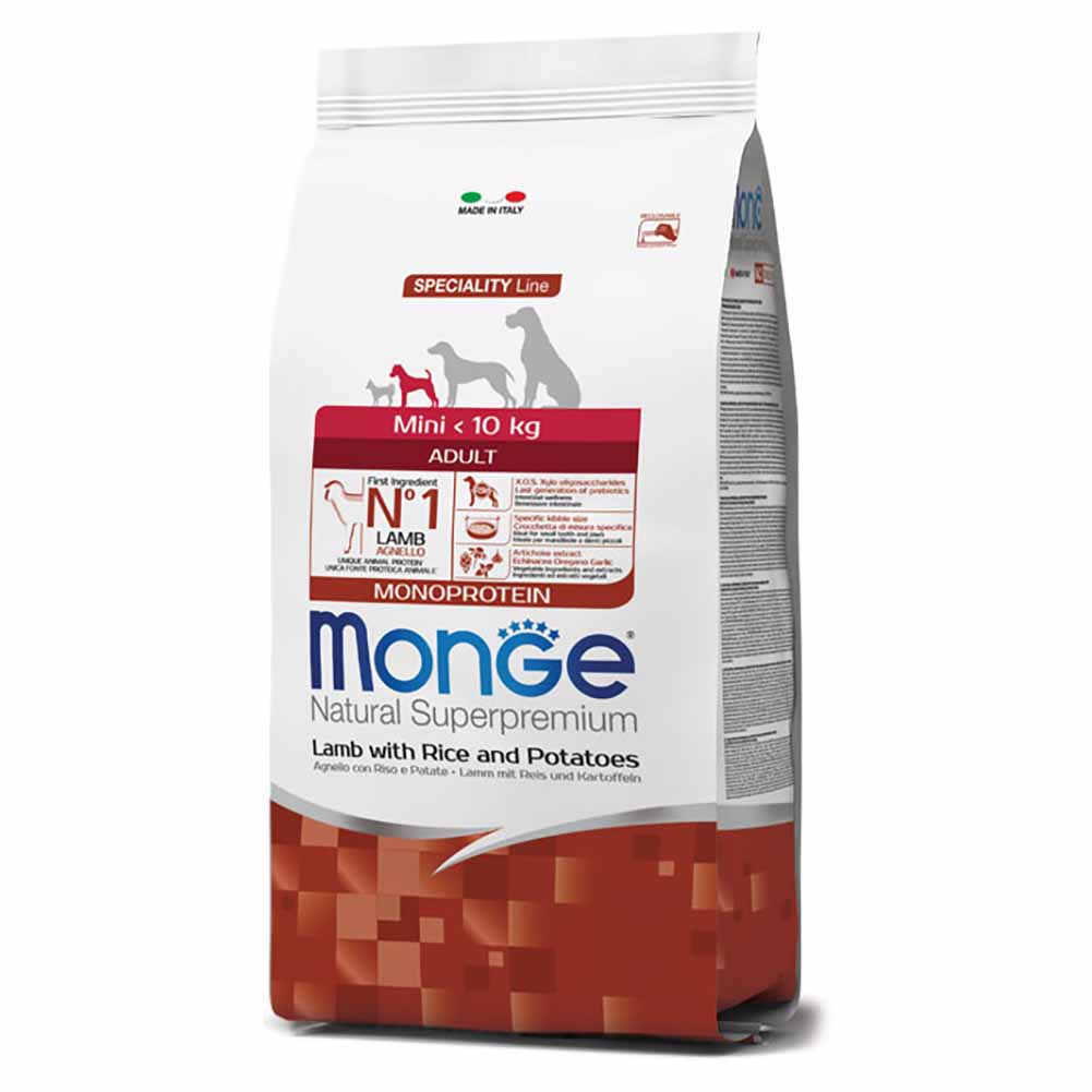 Alimento cane Monge Mini adult agnello riso e patate 800g