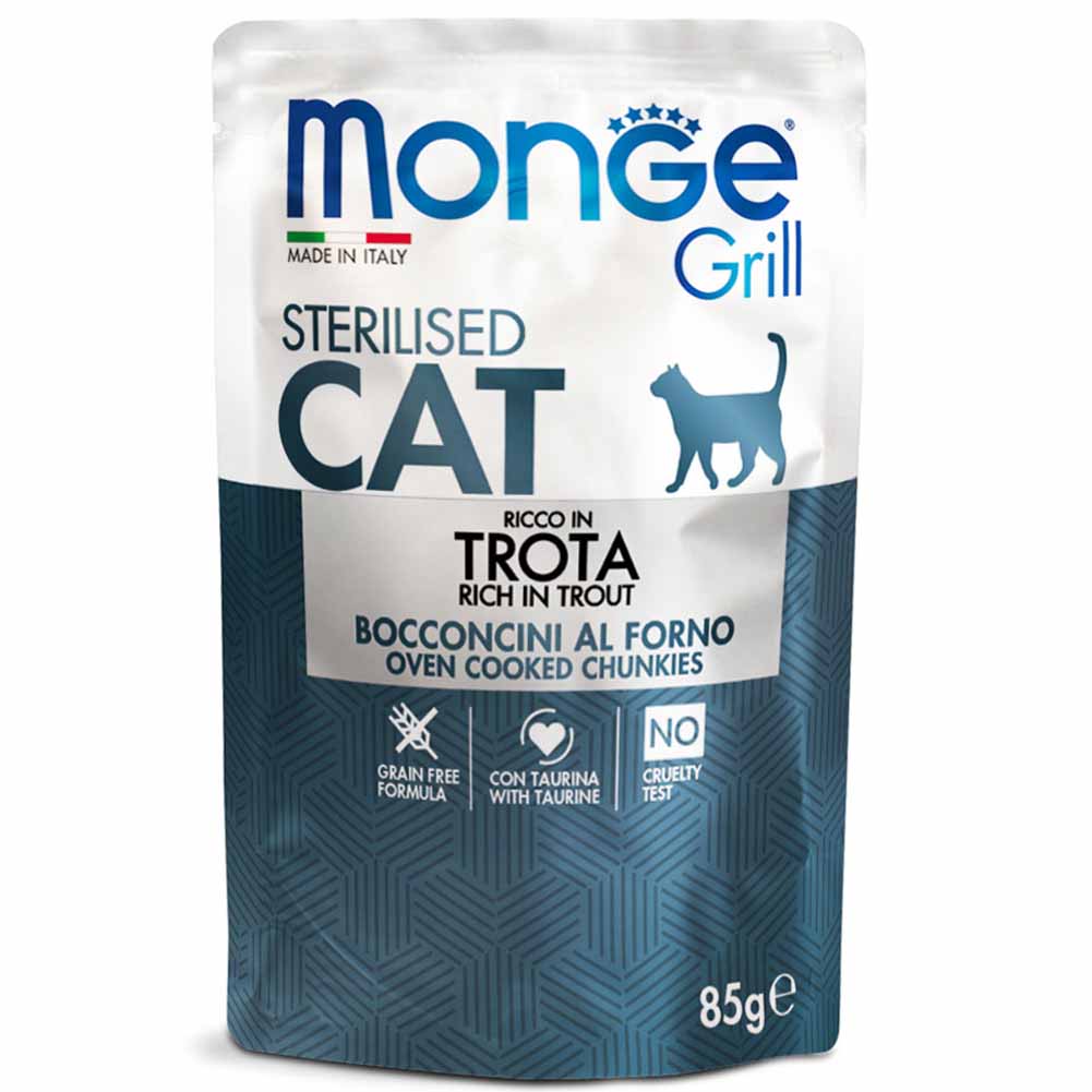 Alimento gatto Monge Grill sterilised Trota 85g