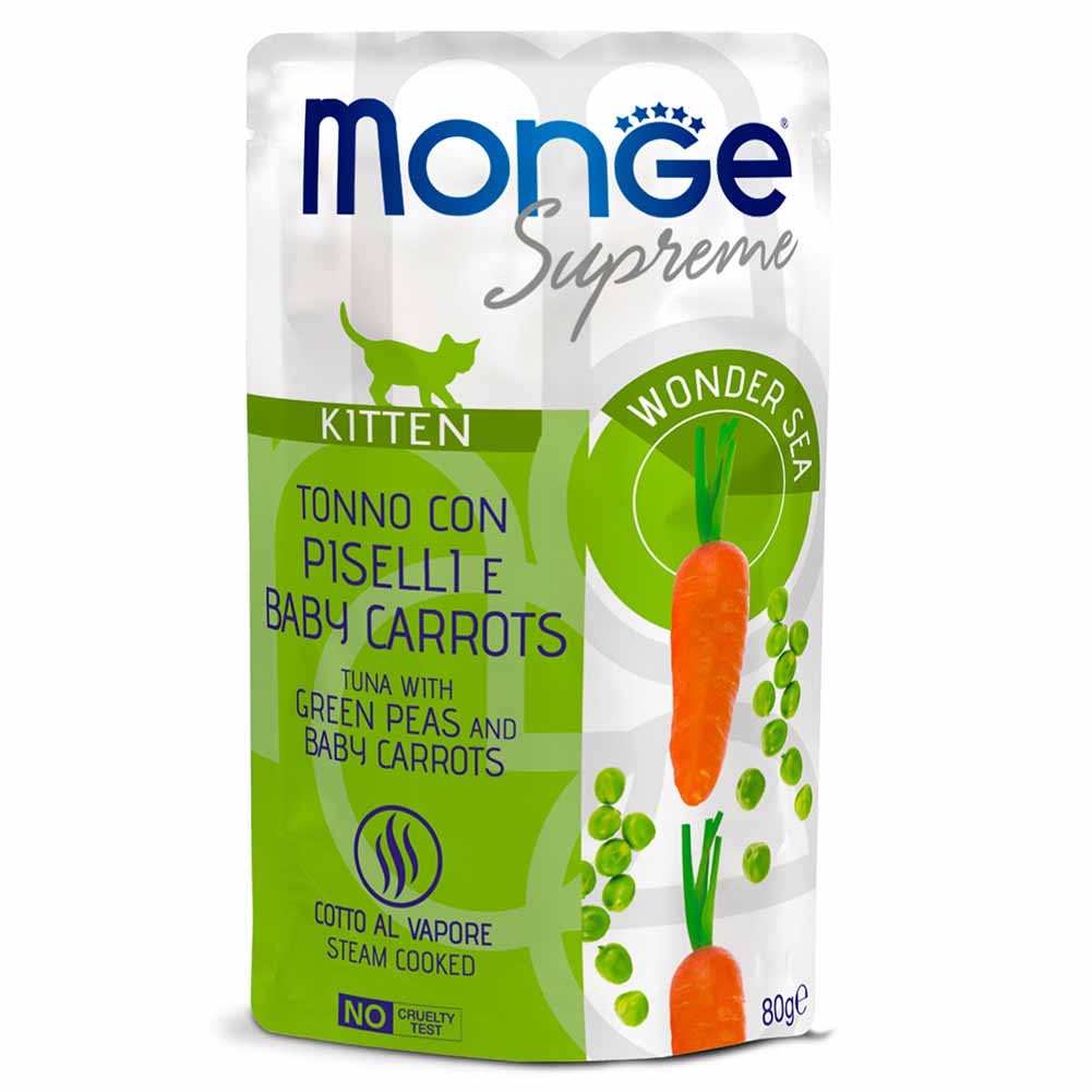 Alimento gatto Monge Supreme Kitten tonno piselli e carote 80g - Image 2