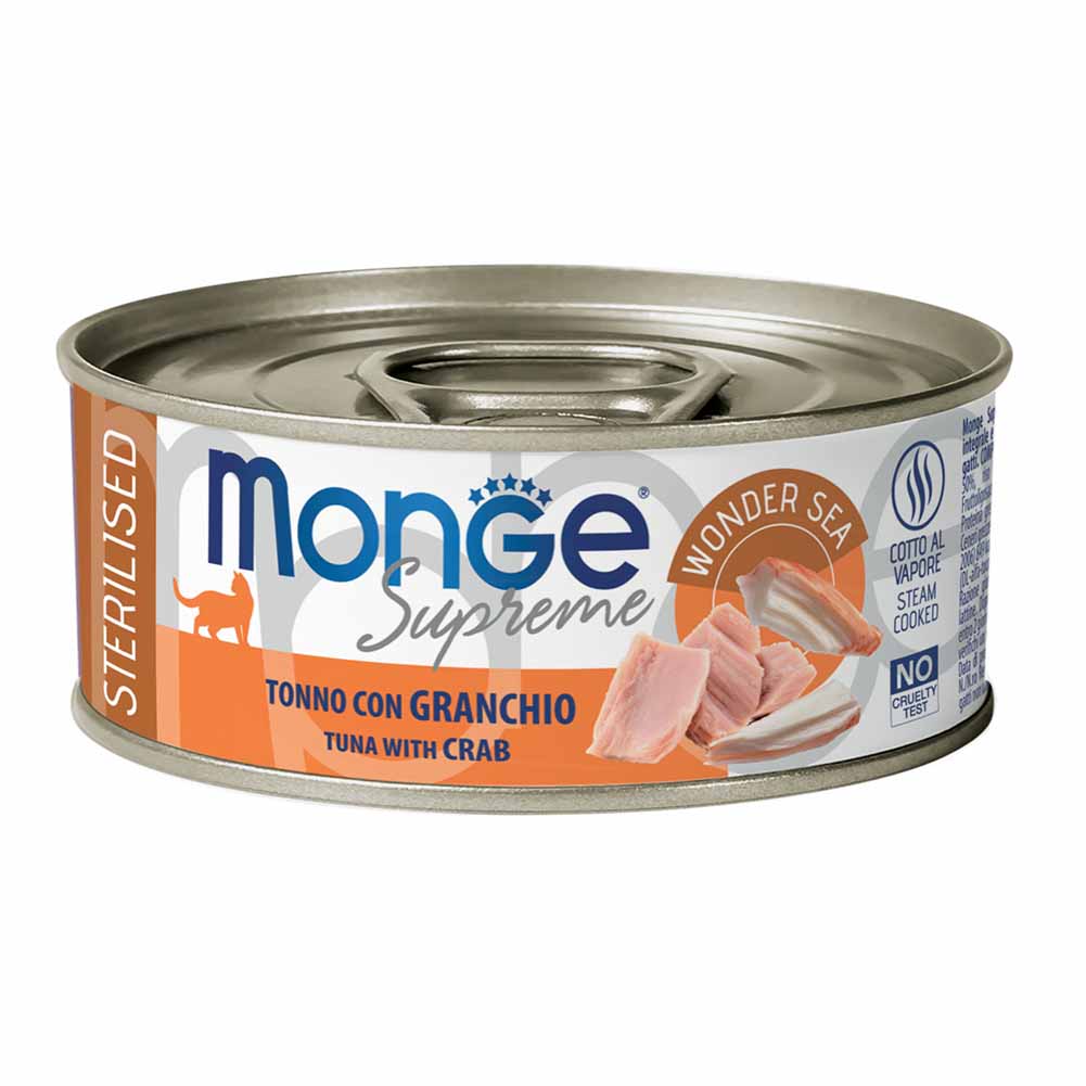 Alimento gatto Monge Supreme sterilised Tonno con granchio 80g