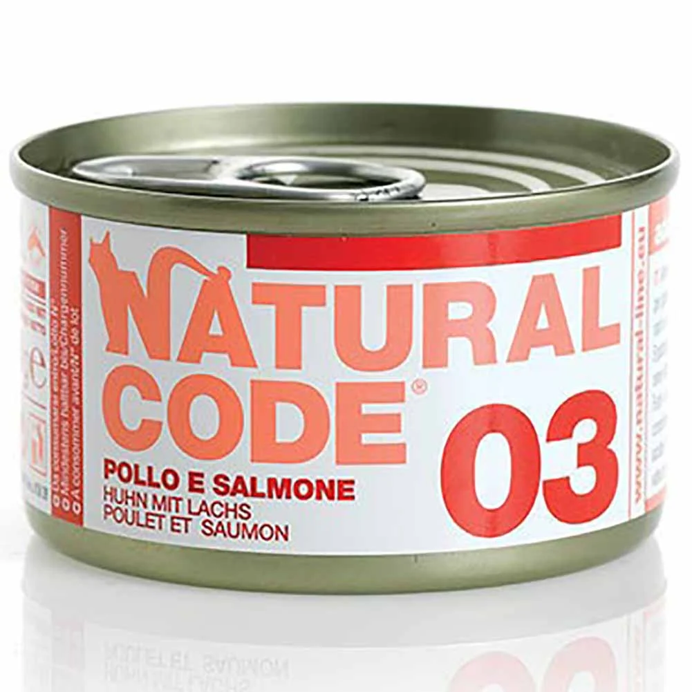 Lattine Natural Code NC3 Pollo e Salmone Alimento Umido per Gatti Adulti 85g