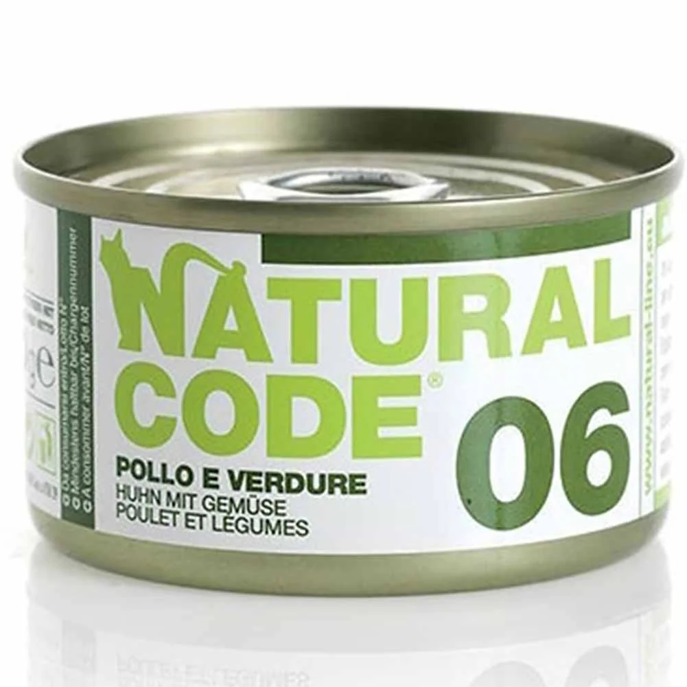 Lattine Natural Code NC6 Pollo e Verdure Alimento Umido per Gatti Adulti 85g