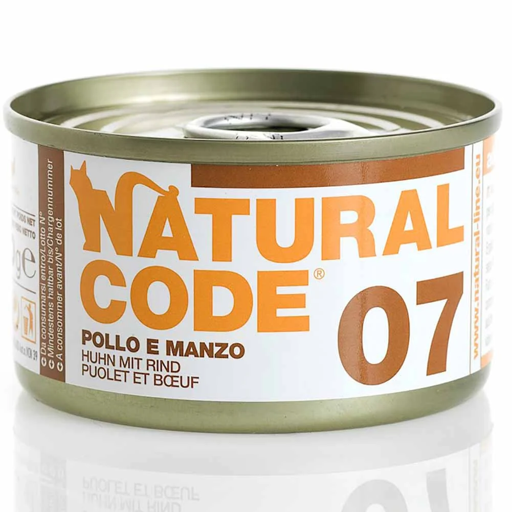 Lattine Natural Code NC7 Pollo e Manzo Alimento Umido per Gatti Adulti 85g