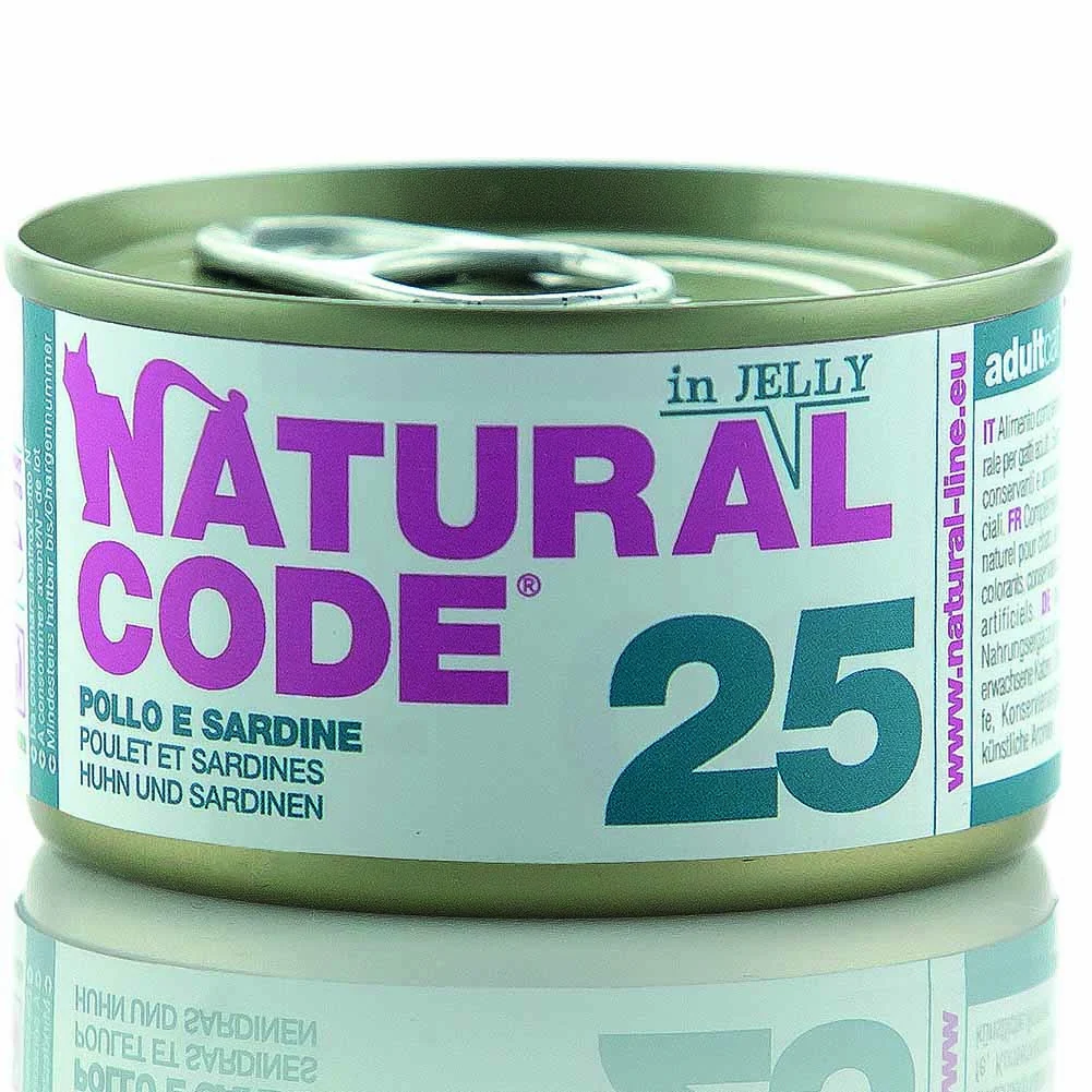 Lattine Natural Code NC25 Pollo e Sardine Alimento Umido per Gatti Adulti 85g