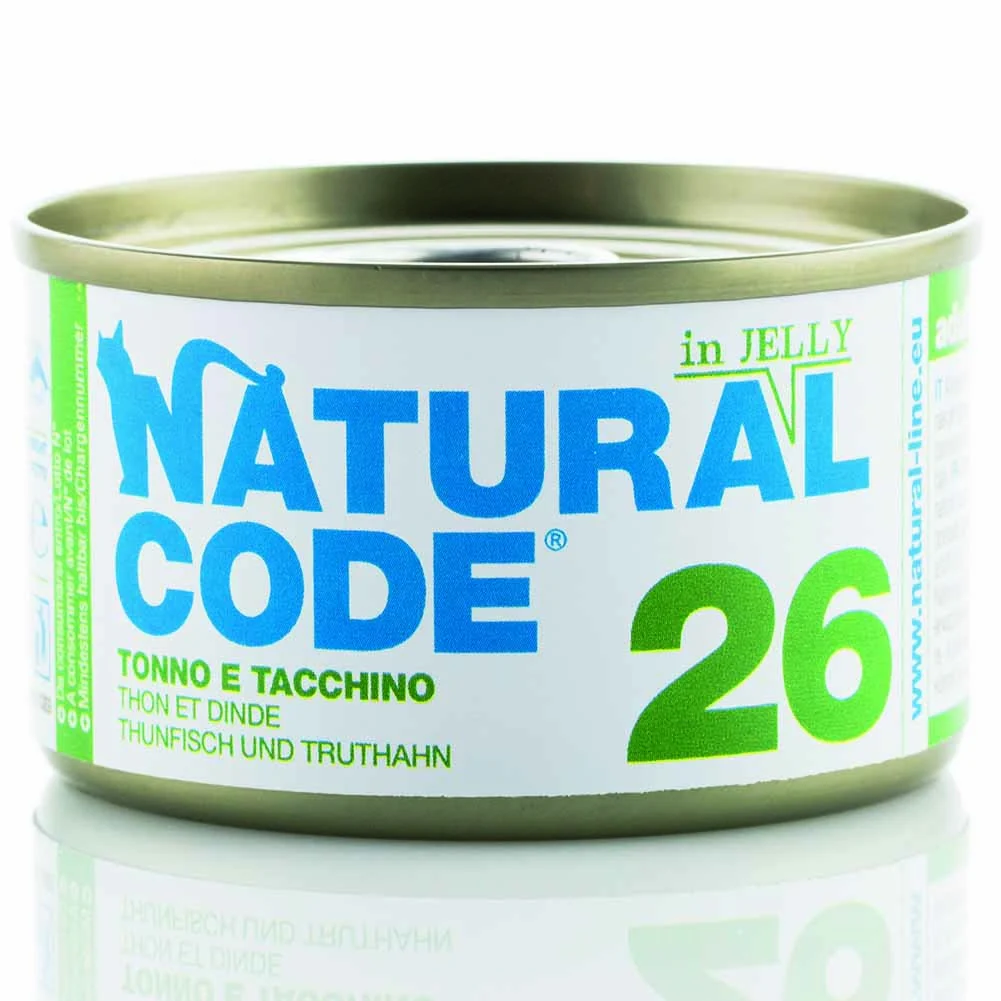 Lattine Natural Code NC26 Tonno e Tacchino Alimento Umido per Gatti Adulti 85g