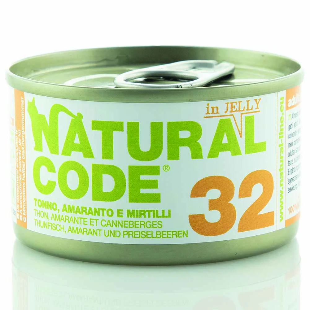 Lattine Natural Code NC32 Tonno Amaranto e Mirtilli Alimento Umido per Gatti Adulti 85g