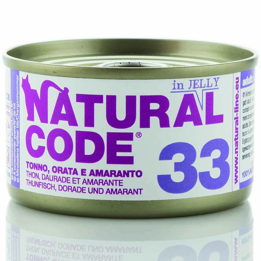 Lattine Natural Code NC33 Tonno Orata e Amaranto Alimento Umido per Gatti Adulti 85g