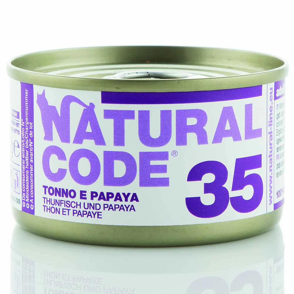 Lattine Natural Code NC35 Tonno e Papaya Alimento Umido per Gatti Adulti 85g