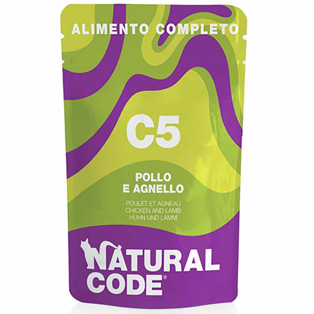 Busta Natural Code C5 Pollo e Agnello Alimento Umido per Gatti Adulti 70g