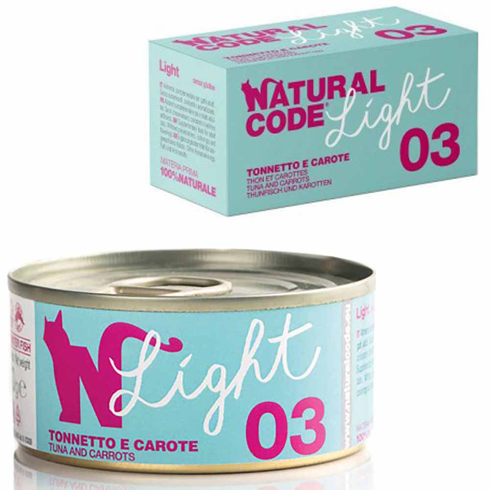 Multipack Natural Code Light 03 Tonnetto e Carote Alimento per Gatti 4x70g