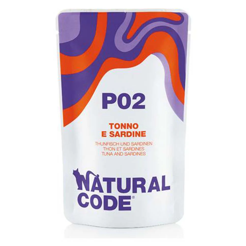 Busta Natural Code P02 Tonno e Sardine Alimento Umido per Gatti in Gelatina 70g