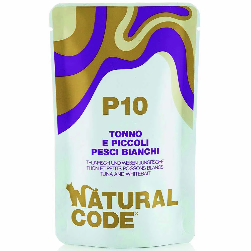 Busta Natural Code P10 Tonno e Pesci Bianchi Alimento Umido per Gatti in Gelatina 70g