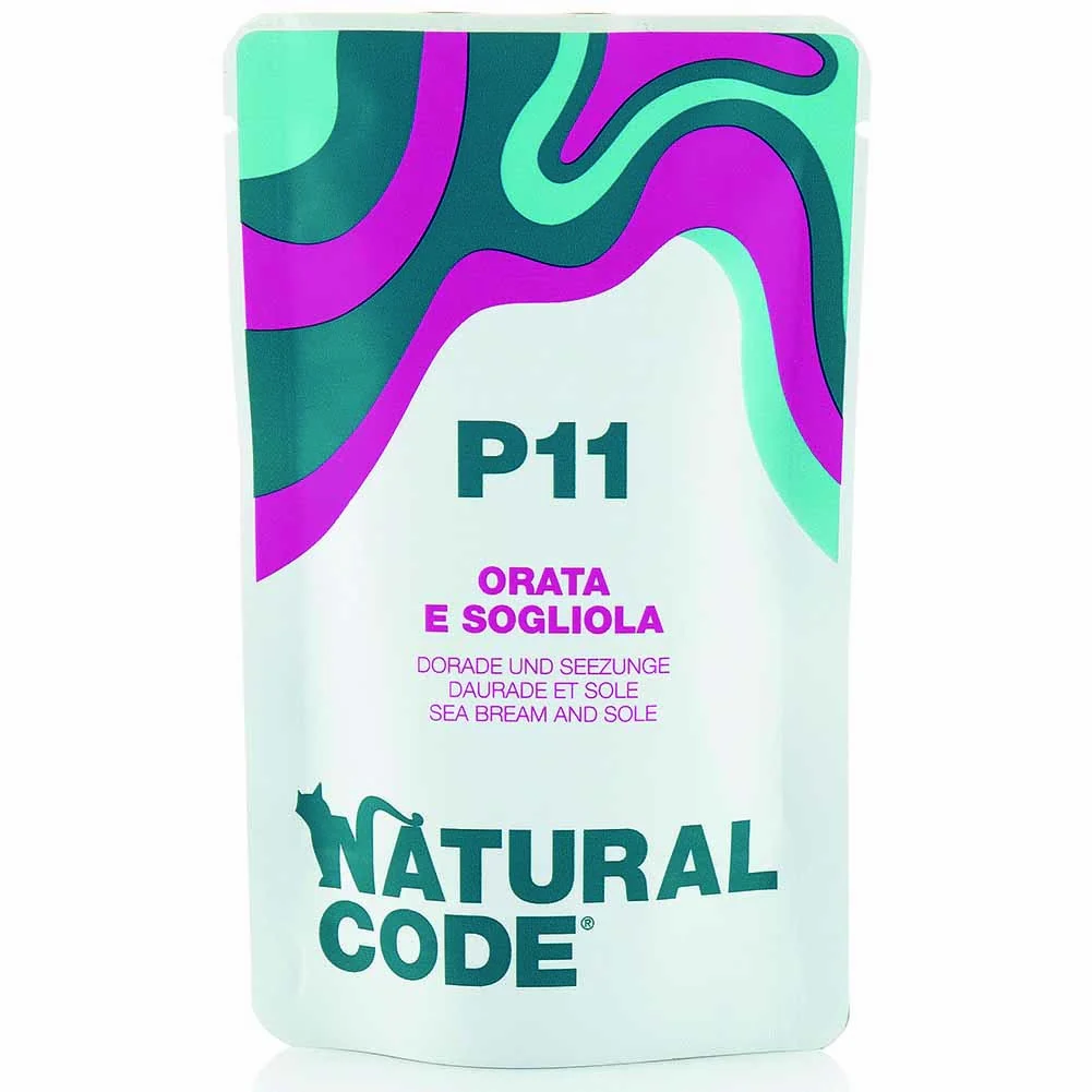 Busta Natural Code P11 Orata e Sogliola Alimento Umido per Gatti in Gelatina 70g