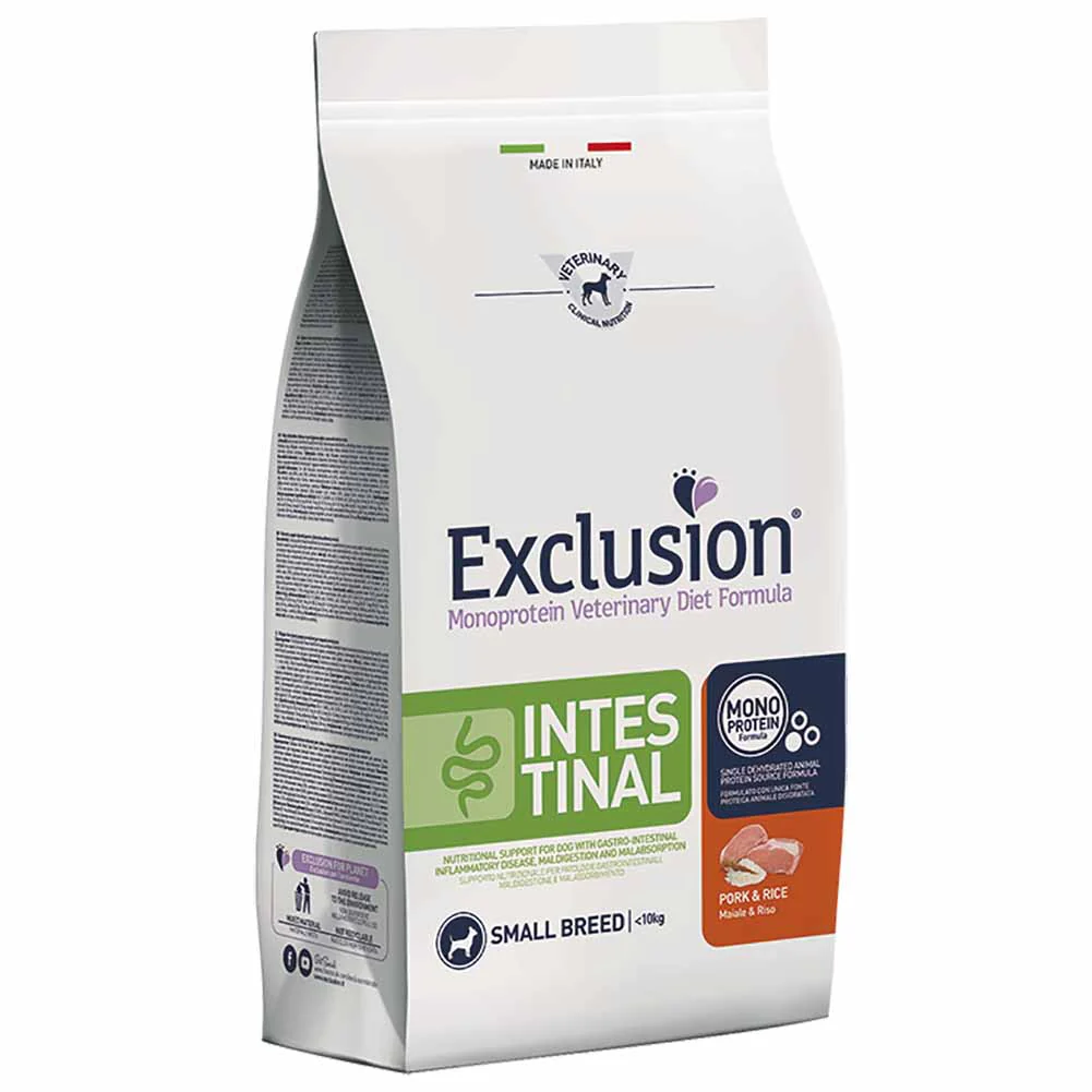 Alimento secco cane Exclusion Intestinal Small maiale riso 7 kg