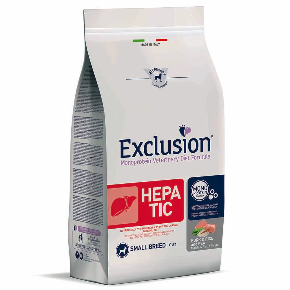 Exclusion Hepatic Maiale Riso e Piselli 2kg per Cani Adulti di Taglia Piccola