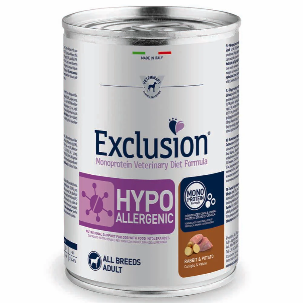 Exclusion Hypoallergenic Coniglio e Patate 400g per Cani Adulti