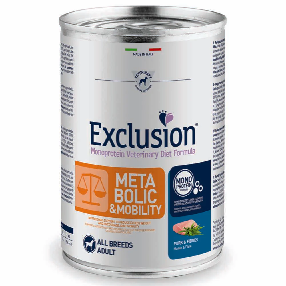 Exclusion Metabolic & Mobility Maiale e Fibre 400g per Cani Adulti