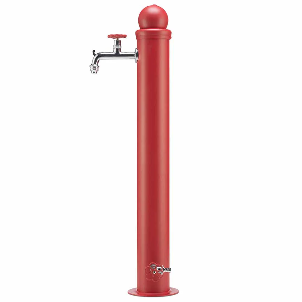 Fontana a colonna Rossa stile idrante con impianto e doppio rubinetto 42ID - Image 2