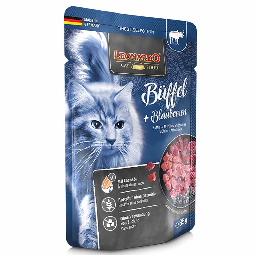 Leonardo Cat Bufalo con mirtilli 85g Alimento Umido gatto