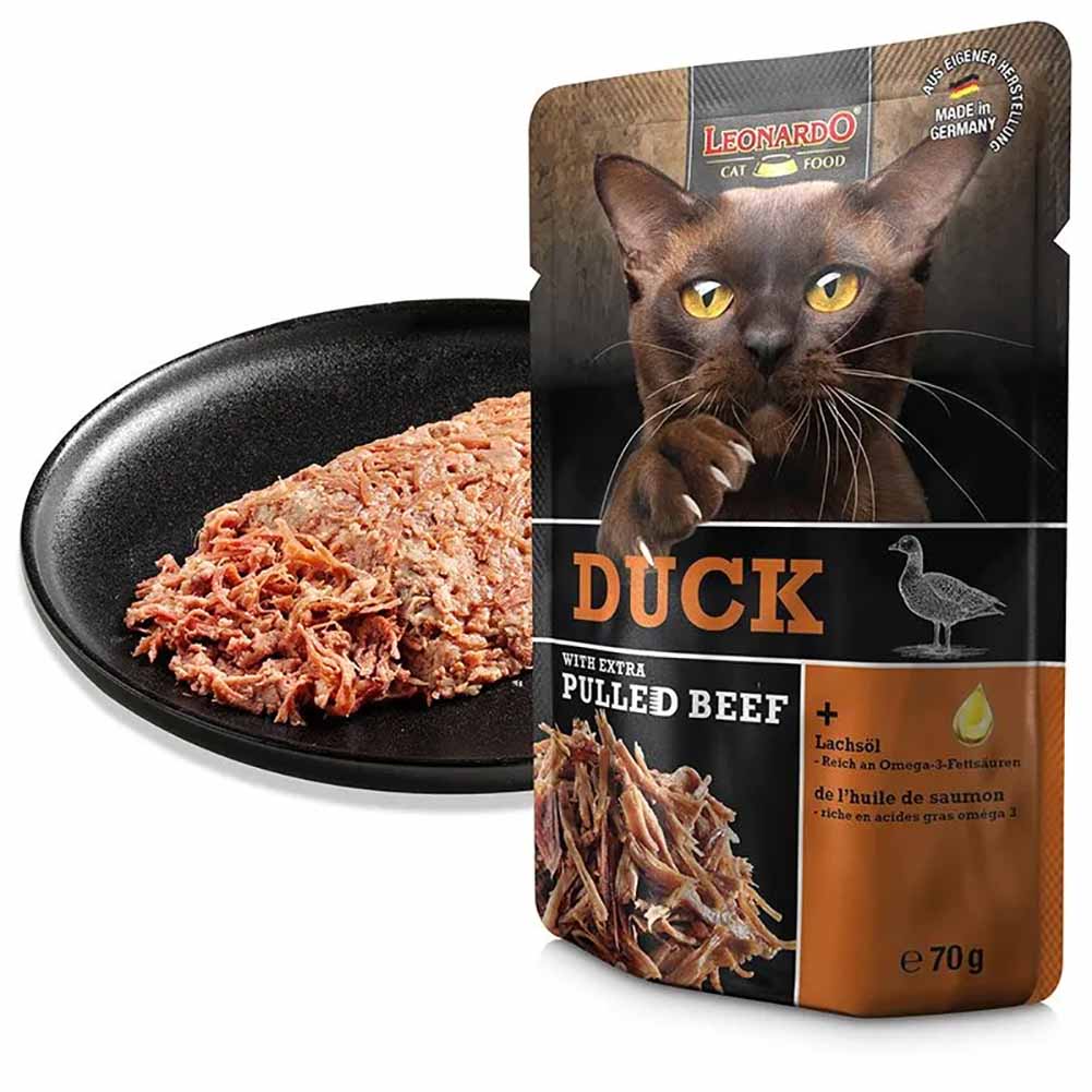 Leonardo Cat Extra pulled beef Anatra 70g Alimento Umido gatto - Image 2