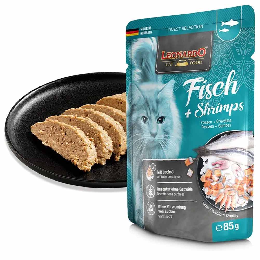 Leonardo Cat Pesce e Gamberetti 85g Alimento Umido gatto - Image 2