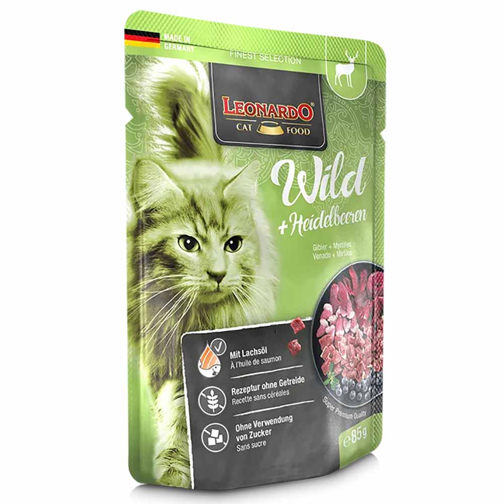 Leonardo Cat selvaggina e mirtilli 85g Alimento Umido gatto