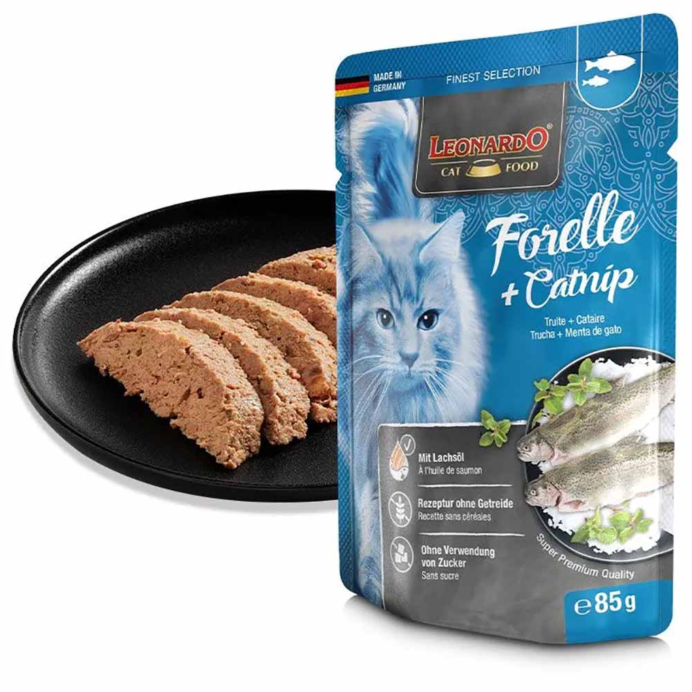 Leonardo Cat Trota con erba gatta 85g Alimento Umido gatto - Image 2