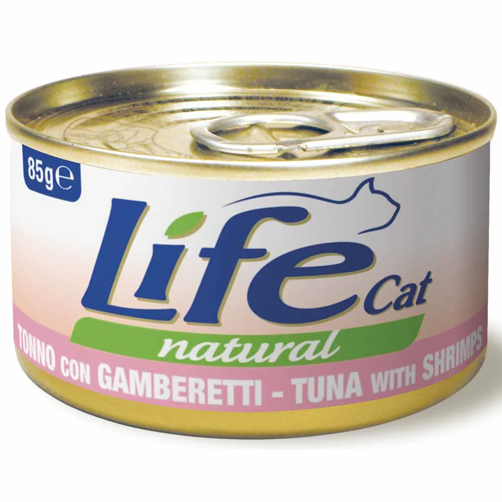 Life Cat Natural Tonno e Gamberetti cibo umido per gatti adulti 85g