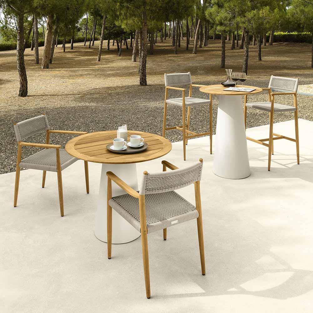 Sedia con braccioli Dolcevita beige Teak Talenti - Image 3