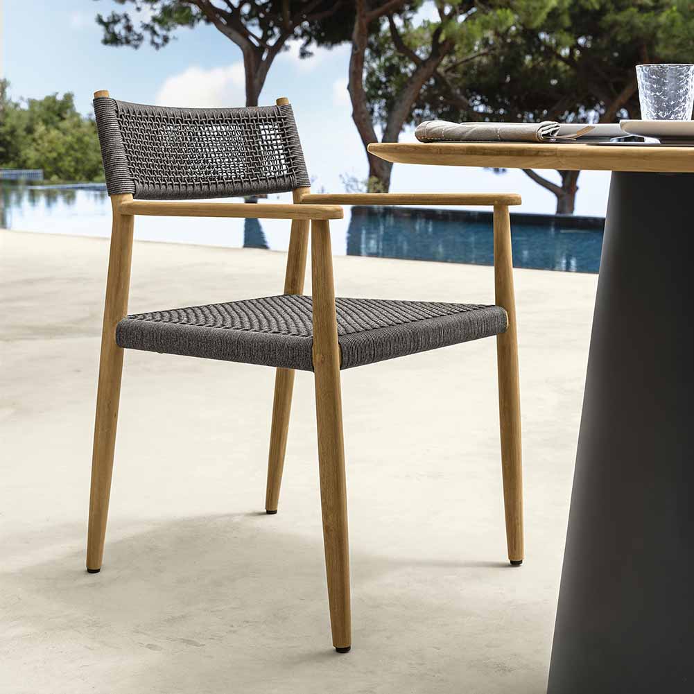 Sedia con braccioli Dolcevita graphite Teak Talenti - Image 3
