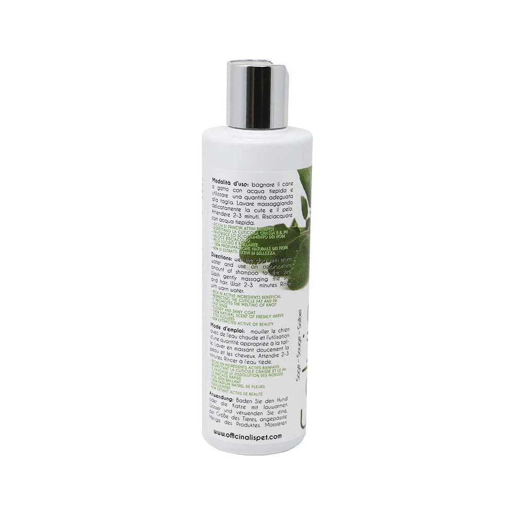 Shampoo per cani e gatti alla Salvia rinforza la cute e riduce la caduta del pelo 250ml Officinalis - Image 3
