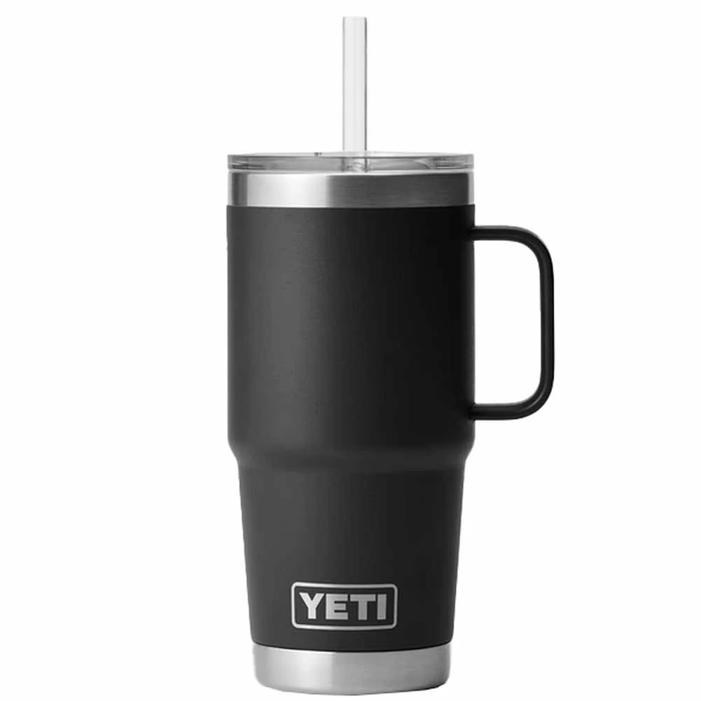 Tazza Termica Yeti Rambler con cannuccia nera 739ml con cannuccia