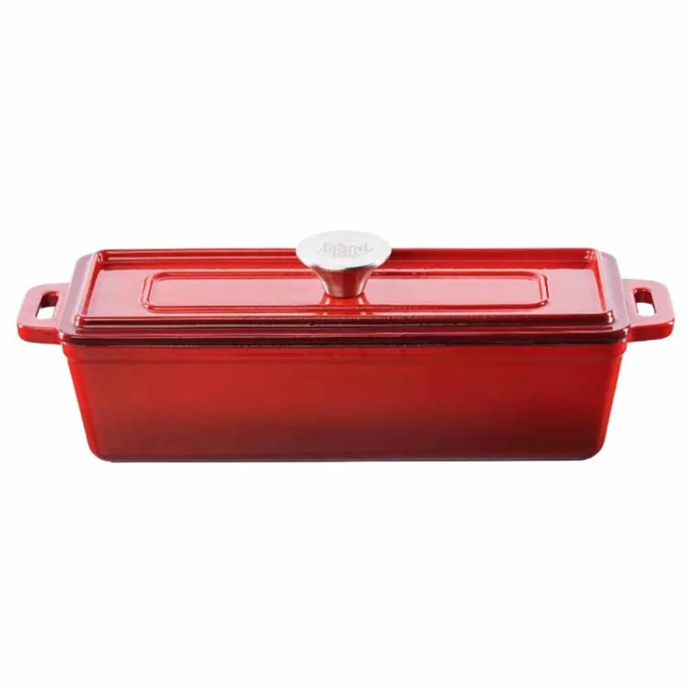 Teglia Grand Feu in ghisa smaltata con coperchio rossa 1,7 L