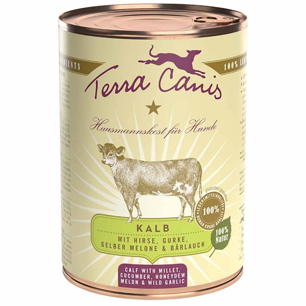 Terra Canis Classic vitello con miglio, cetriolo, melone giallo e aglio orsino 400 g Cibo umido per cani