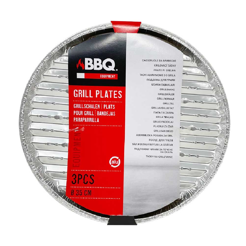 Vassoio in alluminio rotondo traforato 35cm 3pz BBQ Equipment