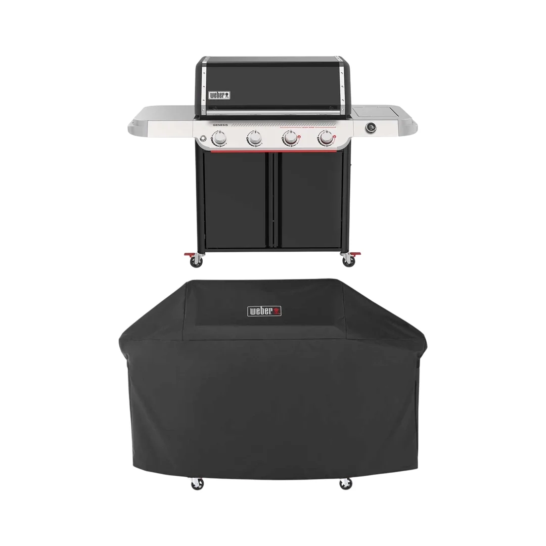 Weber Genesis E-425W Barbecue a gas 4 bruciatori con Sear Zone Boost e copertura Weber Premium
